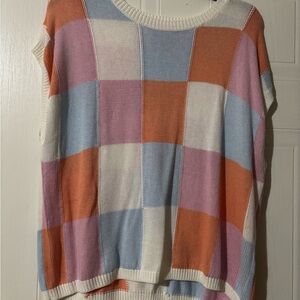 SHEIN Multicolor Plaid Crew Neck Sweater